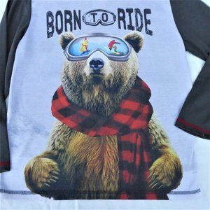 St Eve Tee Raglan Bear Graphic Born To Ride Goggle